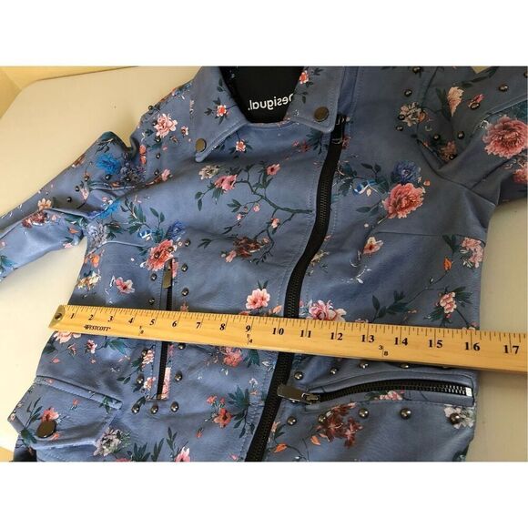 Desigual Women’s Nassau Faux Leather Floral Embroidered Biker Jacket SZ 36 - Picture 11 of 16